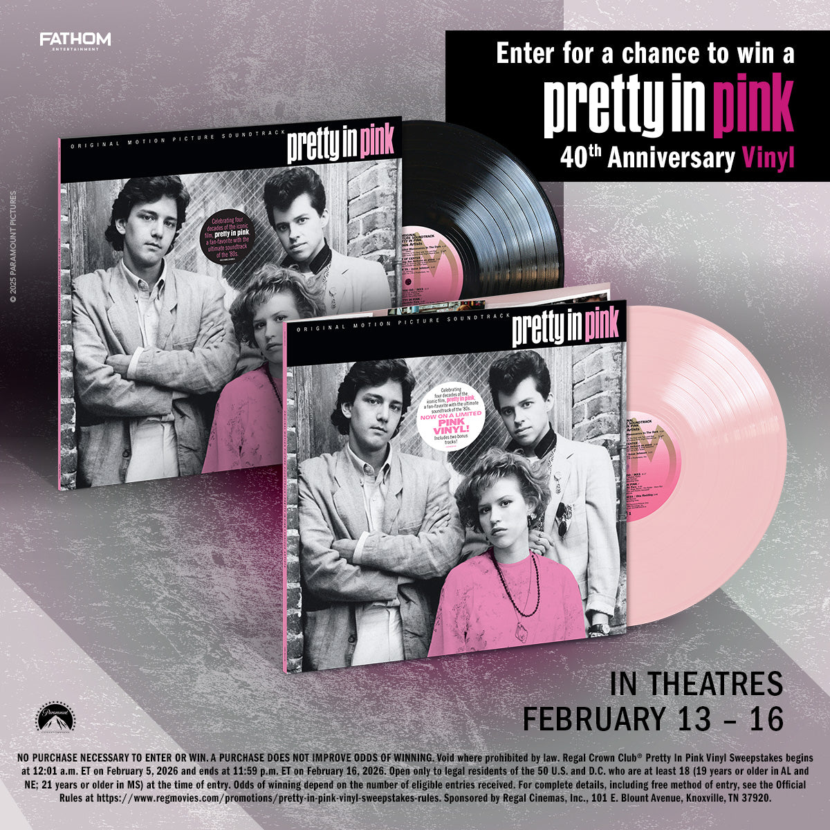 Sweepstakes - Regal Crown Club® Pretty in Pink Vinyl Sweepstakes