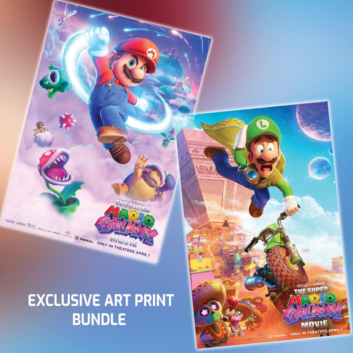 Super Mario Galaxy 12x18 Art Print - Mario Luigi Bundle