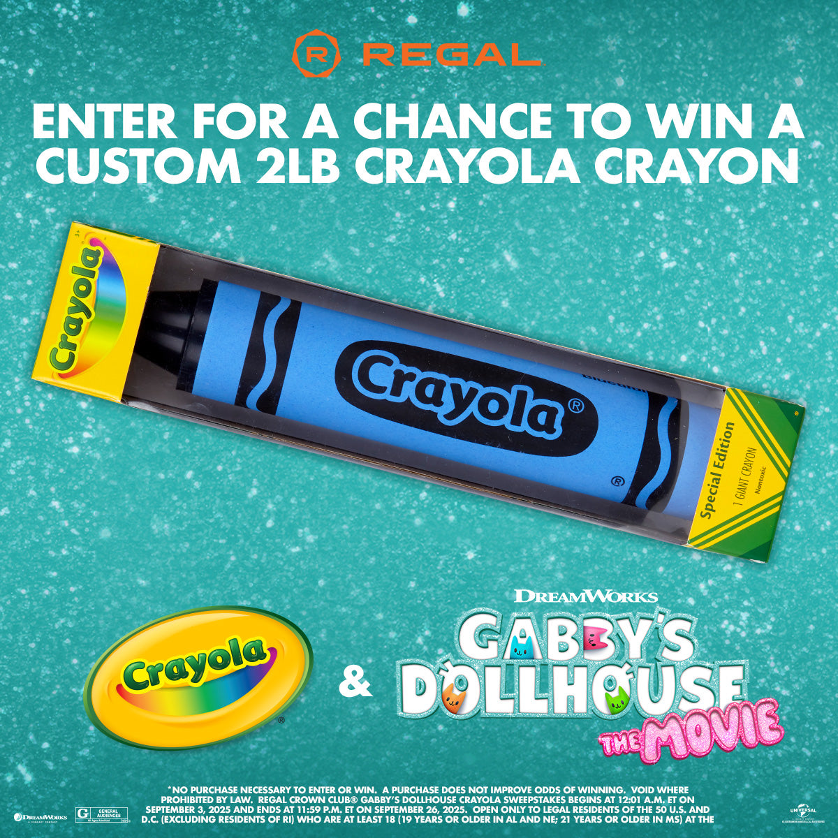 Sweepstakes - Regal Crown Club® Gabby's Dollhouse: The Movie Crayon Sweepstakes
