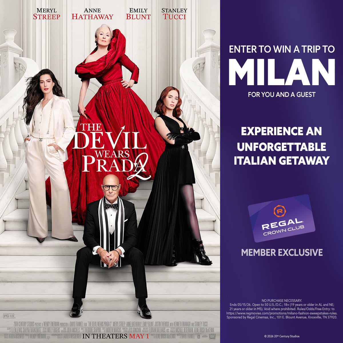 Sweepstakes - Regal Crown Club® Trip to Milan Sweepstakes