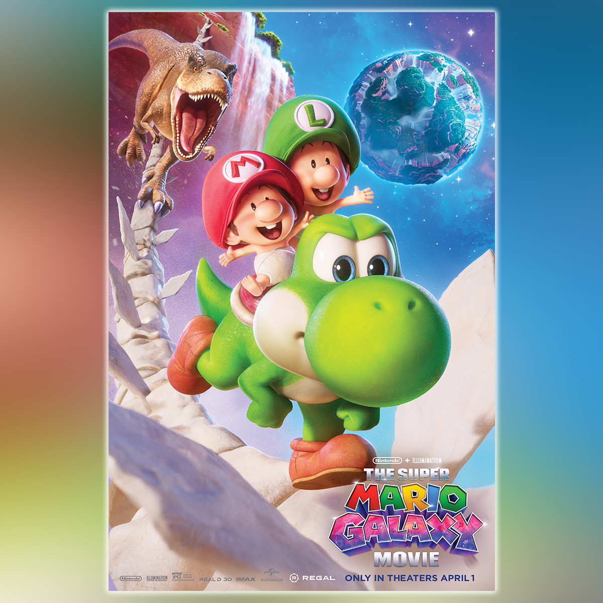 Super Mario Galaxy 12x18 Art Print - Yoshi