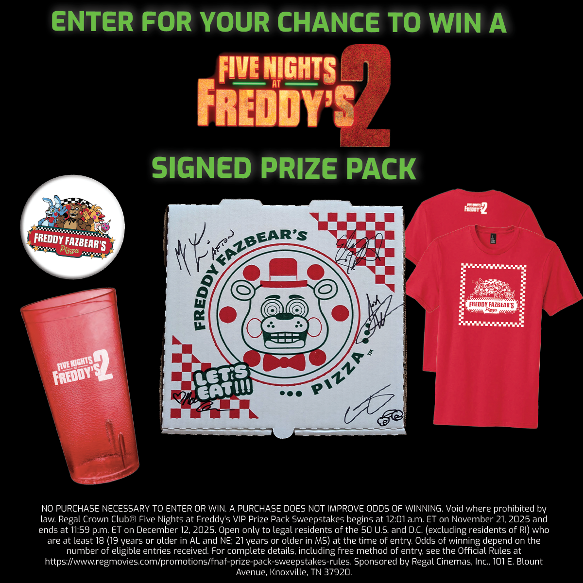 Sweepstakes - Regal Crown Club® Five Night's At Freddy's VIP Prize Pack
