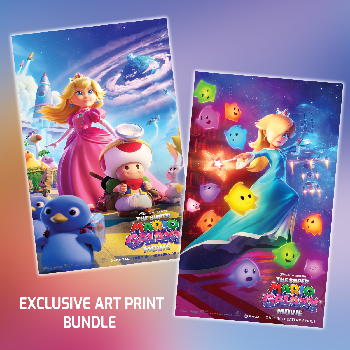 Super Mario Galaxy 12x18 Art Print - Peach Rosalina Bundle
