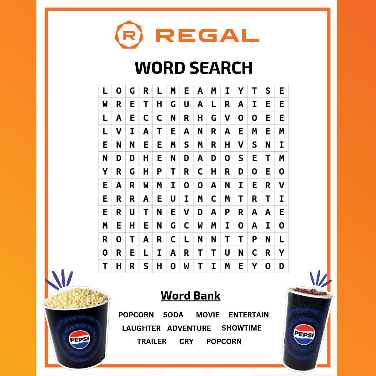 Word Search Rp Regal - Word Search Activity Page – Regal RCC